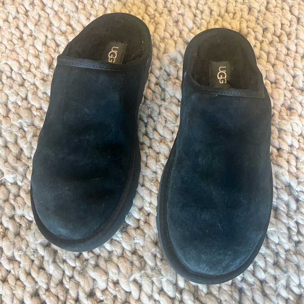 UGG Scuff Slippers Black Suede Sheepskin Men’s 8 - Picture 4 of 11